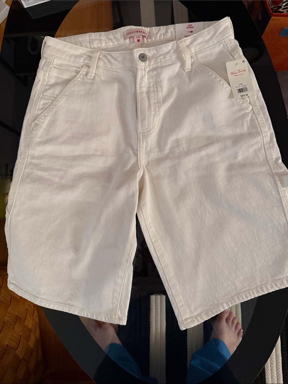 Lucky Brand Off-White Denim Bermuda Shorts